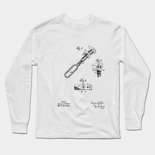 Monkey Wrench Vintage Patent Hand Drawing Long Sleeve T-Shirt